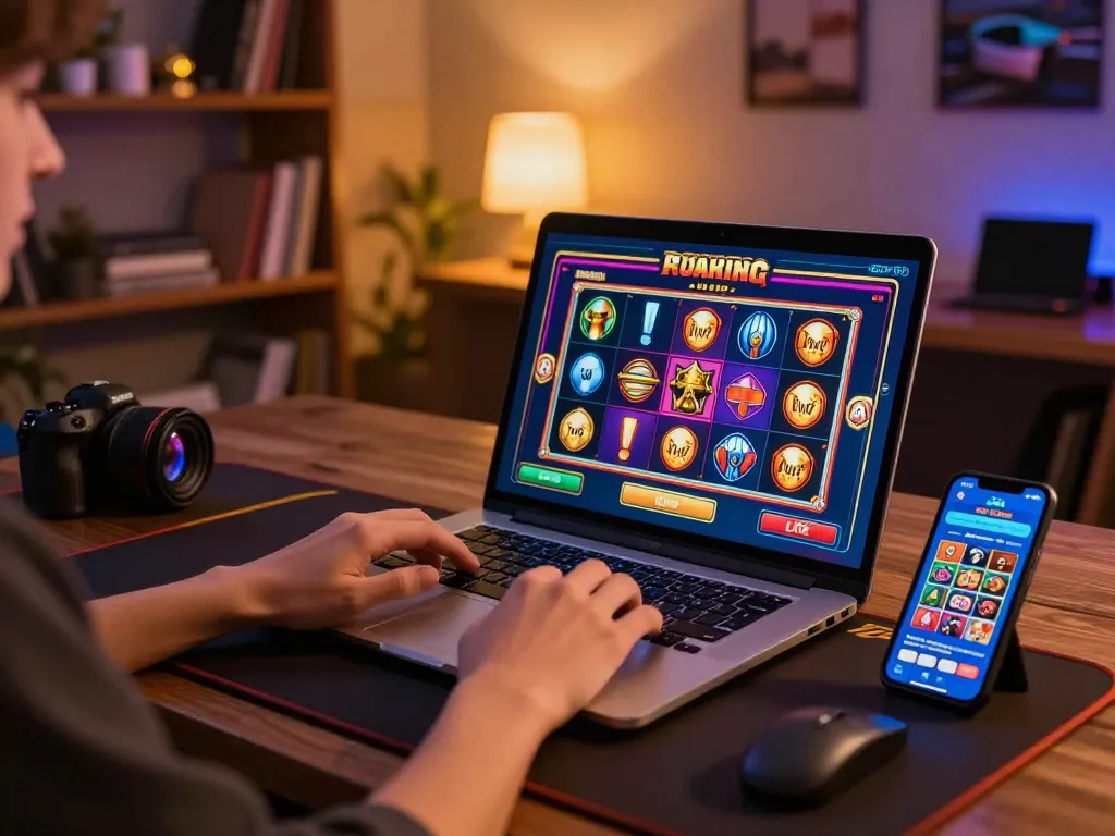 Engaging in thrilling online gameplay with link gacor on laptop and smartphone.