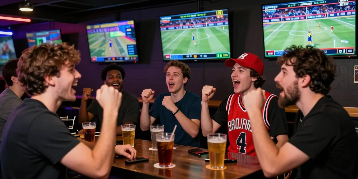 Exciting sports betting scene at OPEN88.COM with fans cheering for teams.