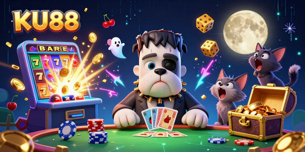 Experience the thrilling atmosphere of KU88 as a bulldog dealer shares cards amidst a jackpot explosion.