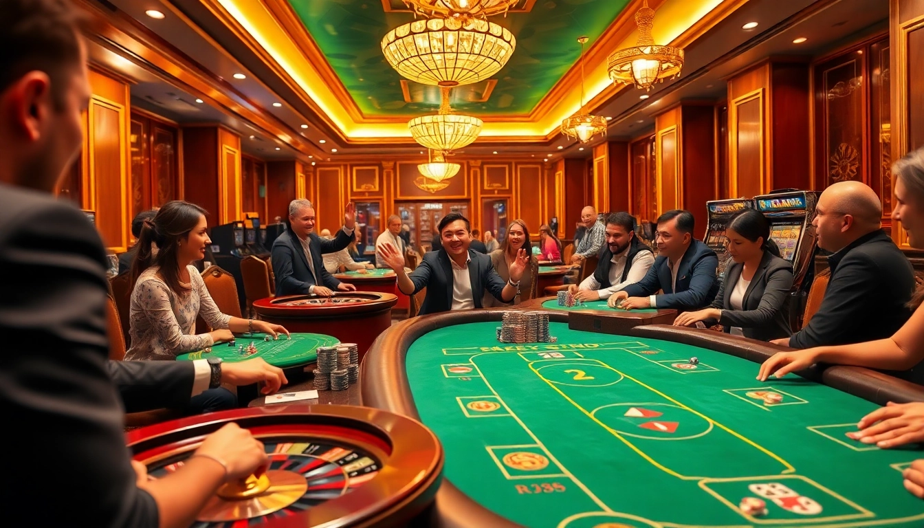 Experience thrilling gameplay at RR88 casino with vibrant tables and excited players.