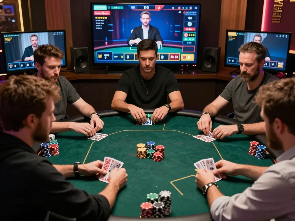 VN23 players strategizing during a live poker game, showcasing immersive online gameplay.