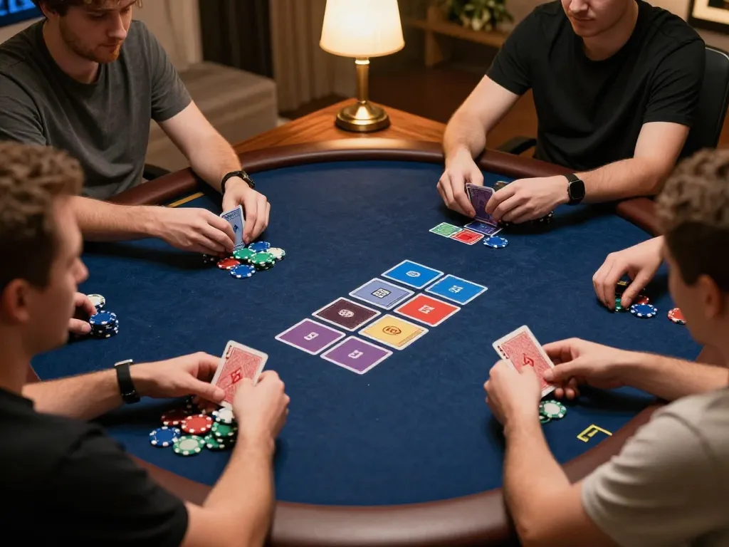 Players enjoying a thrilling poker game online at B52, engaging in strategic betting and card play.