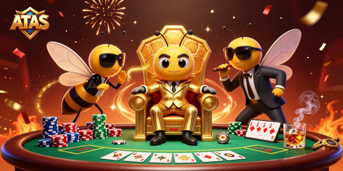 Engage in thrilling ATAS action with a 3D bumblebee mob boss amidst a vibrant casino scene.