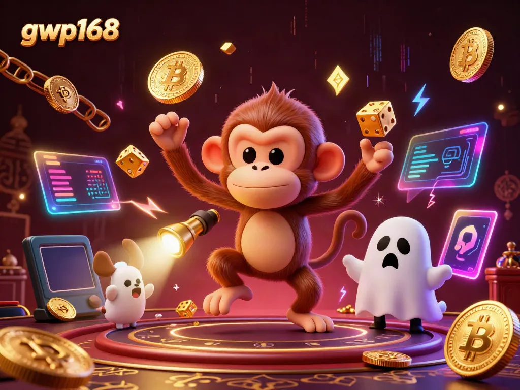 GWP168 menampilkan kasino dengan karakter monyet poltergeist dan anjing pemburu hantu yang menyala.