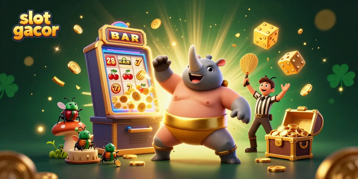 Experience thrilling slot gacor gameplay with our sumo beetle champions, bursting coins, and slot symbols