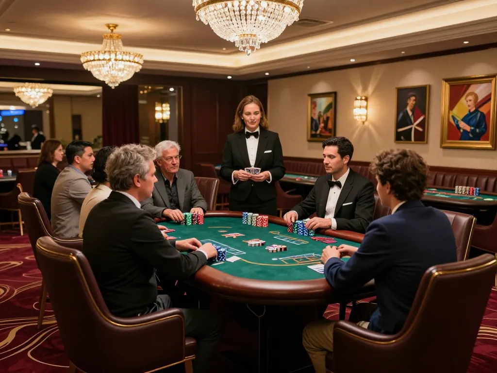 Experience high-stakes poker gameplay at iWin casino's luxurious VIP area with rich details.