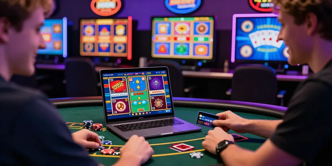 Exciting gaming atmosphere at credit card casinos UK with vibrant visuals and modern technology.