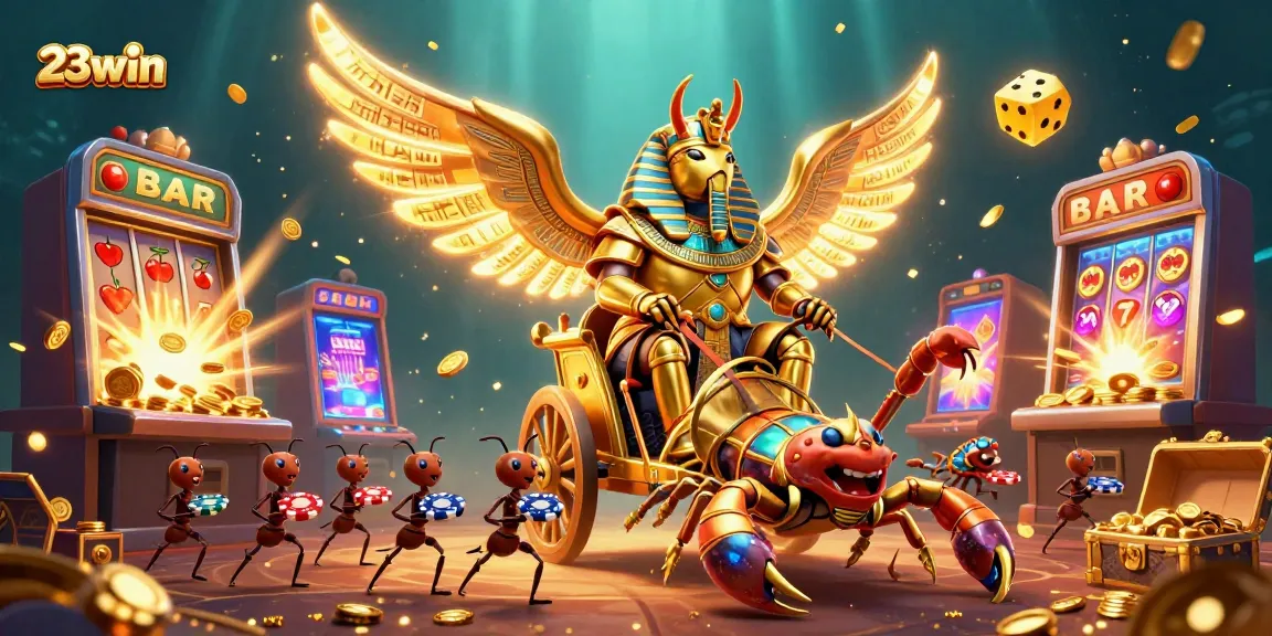 Experience thrilling gameplay at 23win with a captivating scene of adventure in a vibrant casino setting.