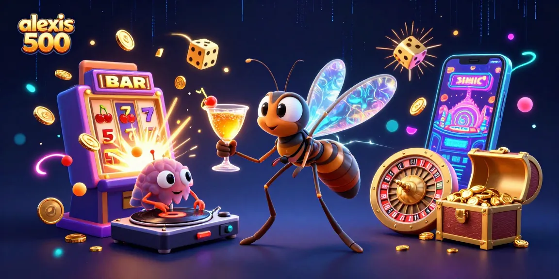 Experience thrilling gaming action with alexis 500 in this vibrant casino illustration featuring jackpot wins.