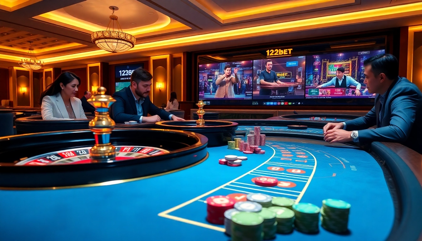 Players enjoy engaging roulette games in a thrilling casino setting at 123bet.