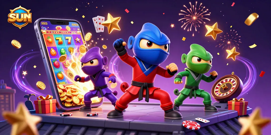Engage with the sun-themed online casino experience featuring vibrant slot games and animated chameleon characters.
