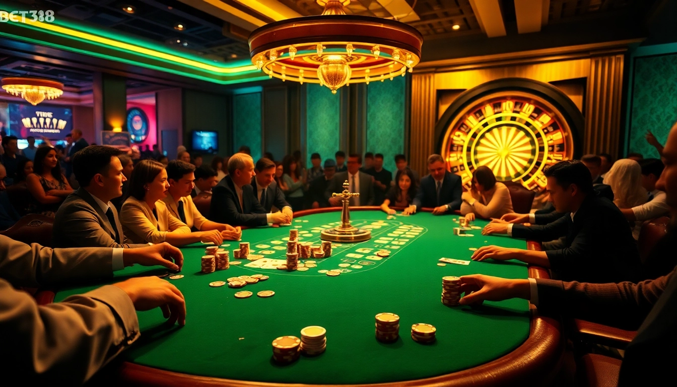Experience the thrilling kèo bet88 action with players strategizing at a high-stakes poker table surrounded by excitement.