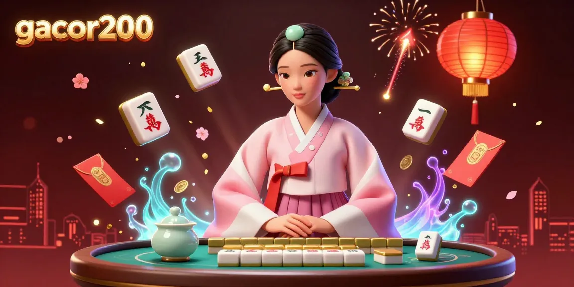 Play thrilling games at gacor200 with an elegant Asian woman surrounded by vibrant casino elements and joyful celebrations.