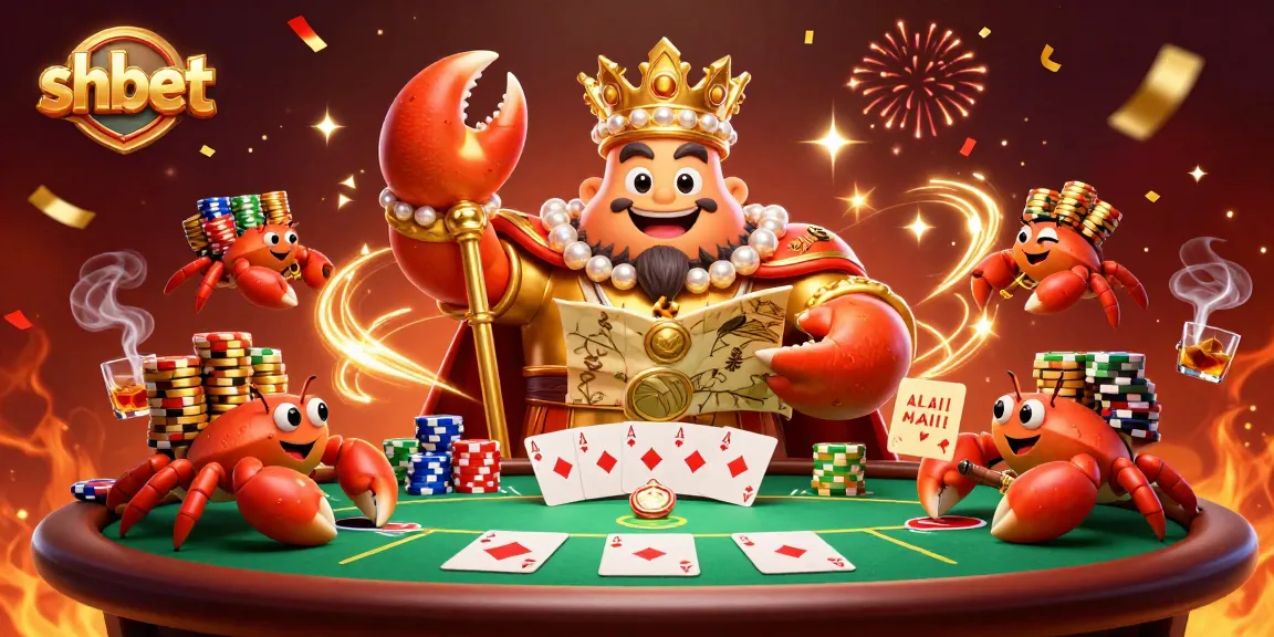 Experience thrilling moments at shbet with a golden crab emperor presiding over poker festivities.