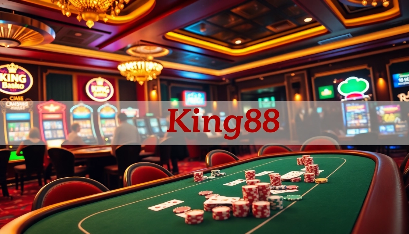 King88 players enjoying a high-stakes poker game at an elegant casino table.