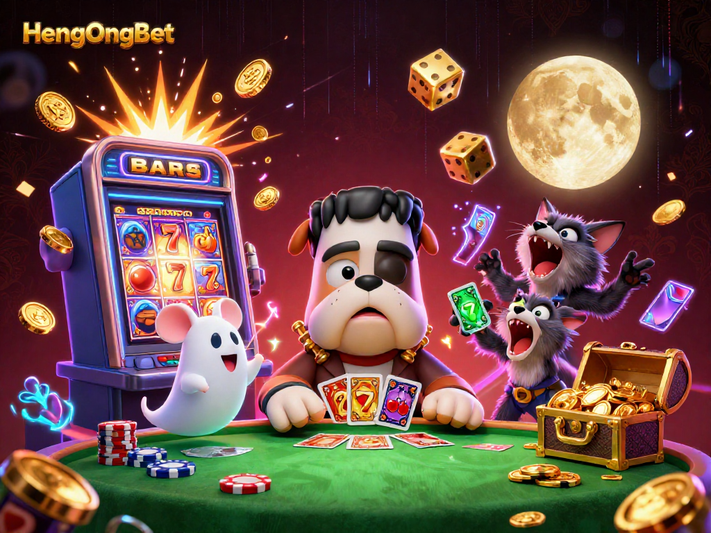 Experience thrilling gameplay with HengOngBet showcasing a vibrant 3D cartoon casino scene.