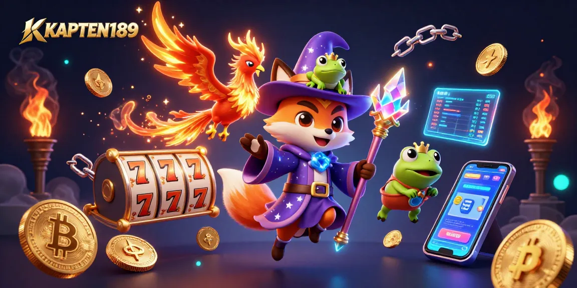 KAPTEN189 menghadirkan slot online menarik dengan elemen fantastis dari penyihir kucing dan simbol slot yang berapi-api.