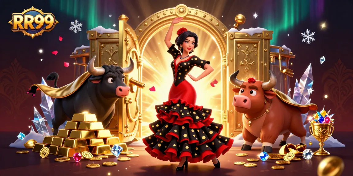 Experience the thrill of RR99 with a vibrant, dynamic 3D casino illustration showcasing exciting gaming elements and characters.