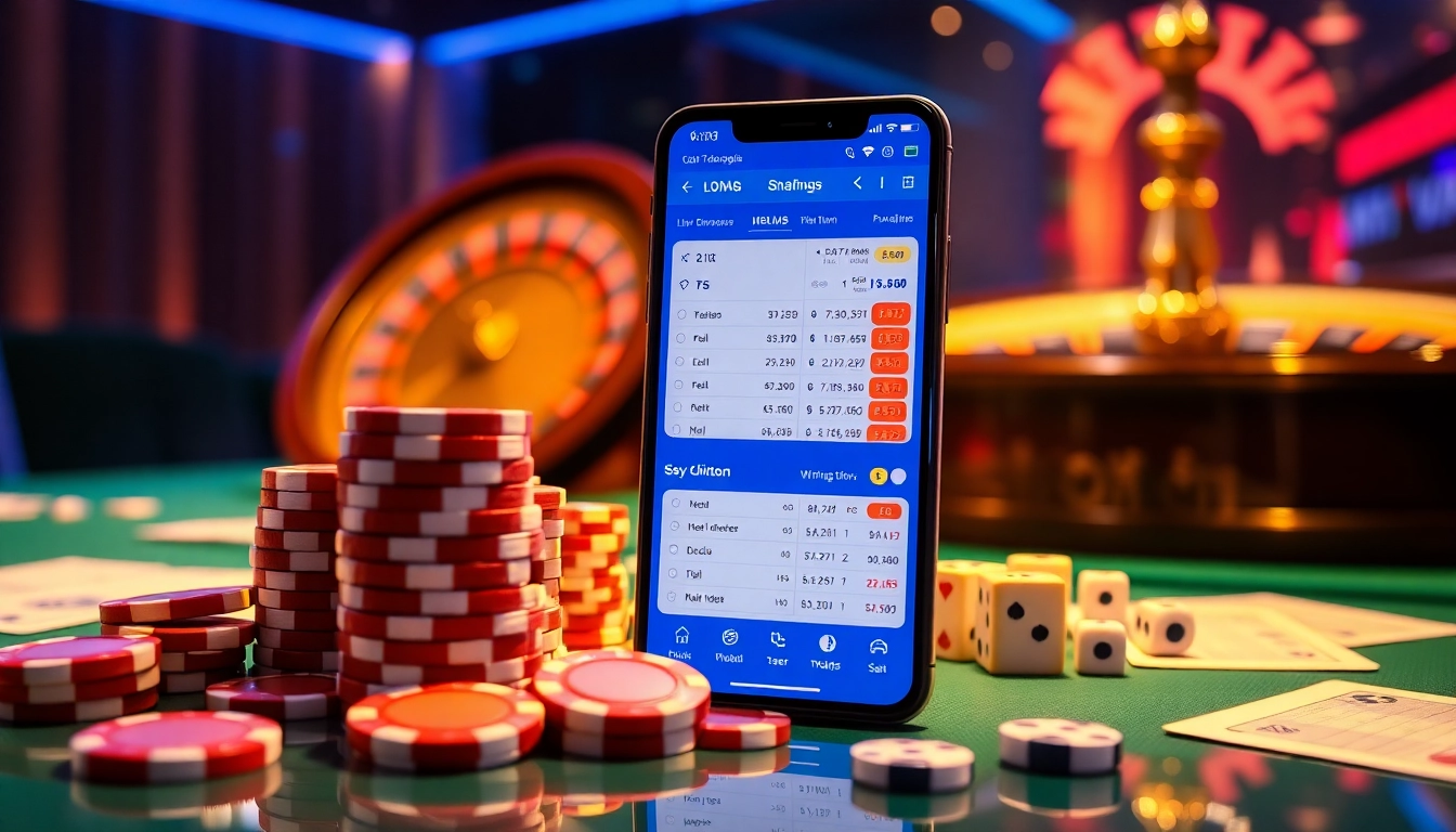 Lô đề trực tuyến platform showcasing real-time betting slips and dynamic lottery odds in a luxury casino setting