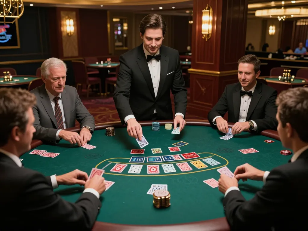 Engaged players at SC 88 blackjack table enjoy thrilling betting moments in luxurious casino