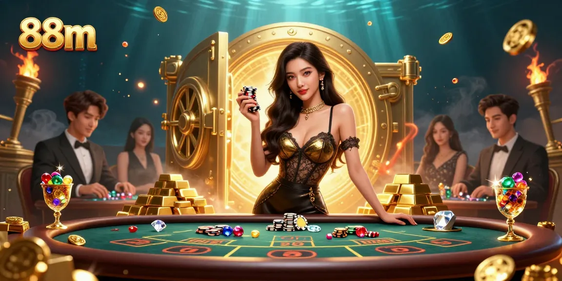 88m scene showcasing an Asian woman at a VIP table in a glamorous casino setting.