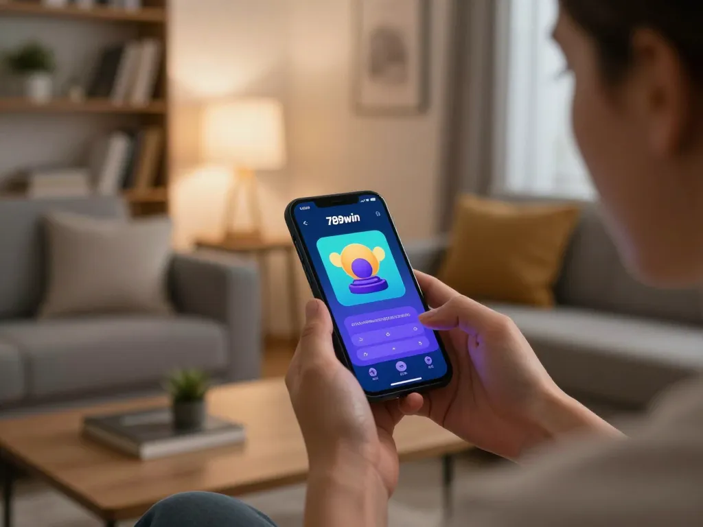 Engaging with the 789win app while seated comfortably, promoting responsible gaming