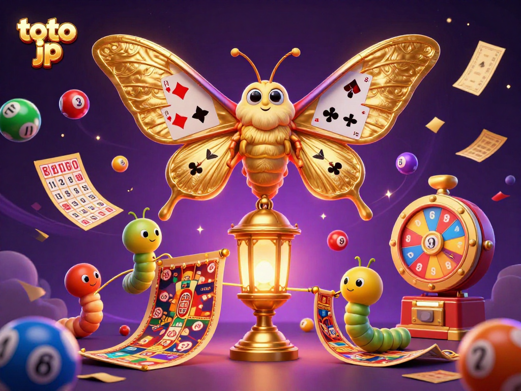 Experience the thrill of gaming with toto jp's vibrant casino scene featuring an atlas moth and dynamic lottery elements.