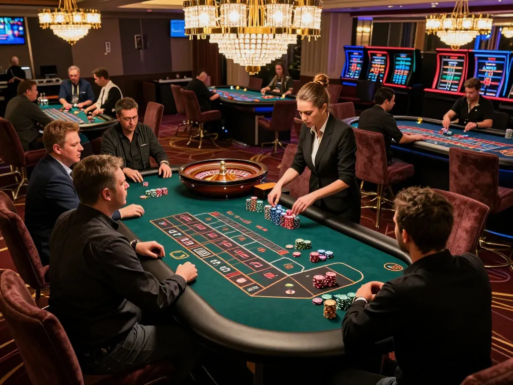 Players placing bets at a dynamic king33 roulette table in a vibrant live casino atmosphere.