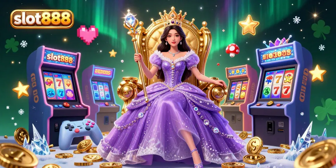 Experience the excitement of slot888 with this enchanting 3D illustration featuring colorful game elements and sparkling casino themes.
