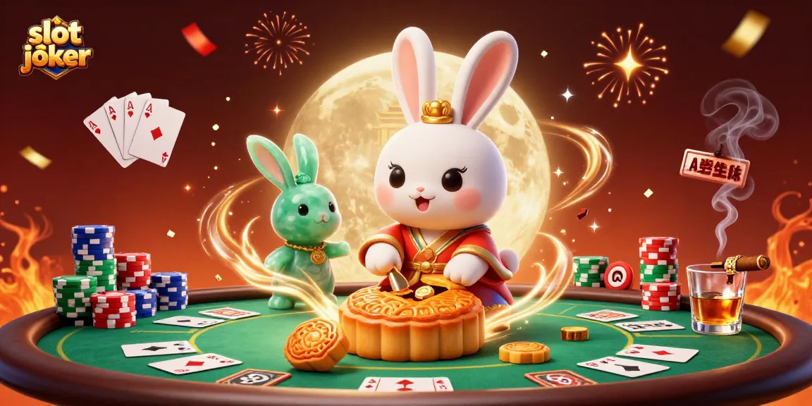 Experience thrilling action with slot joker showcasing joyous moon rabbits and poker elements.
