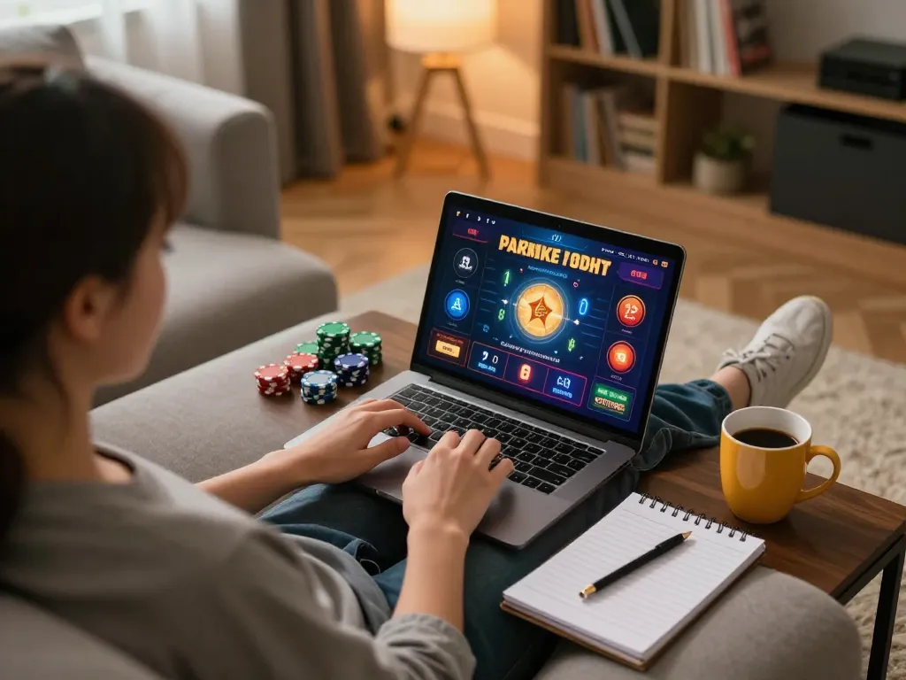 Engaging in strategic gameplay at rik vip online casino from a cozy home setup.