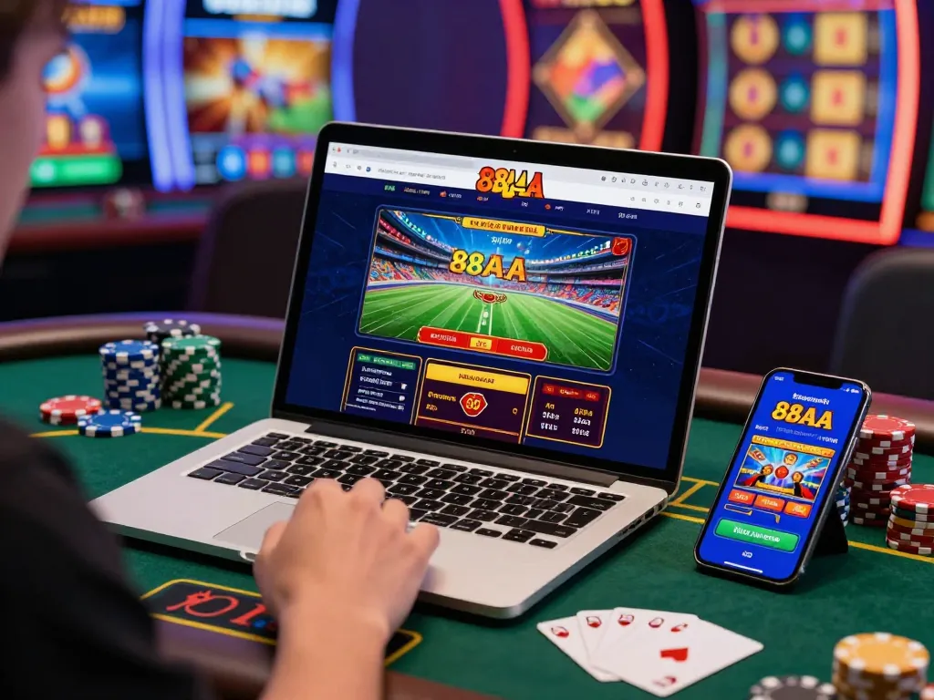 An engaging scene on trang chủ 88aa showcasing online gambling with vibrant graphics and interactive gaming.