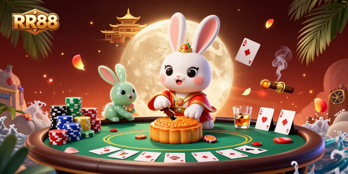 Experience RR88's vibrant casino scene with jackpot characters and poker excitement.