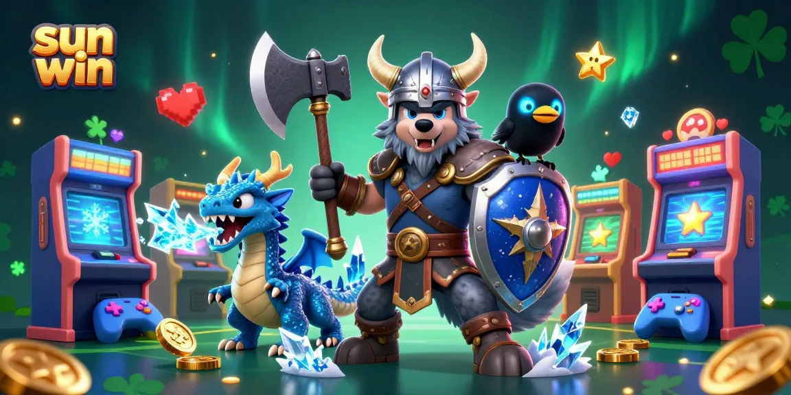 Experience thrilling gameplay with sun win, a dynamic 3D scene showcasing engaging casino elements.