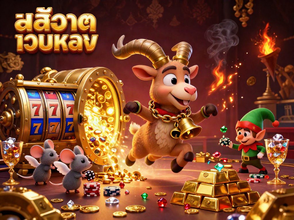 Win big with สล็อตเว็บตรง in a lavish 3D casino scene full of luck and mischief.
