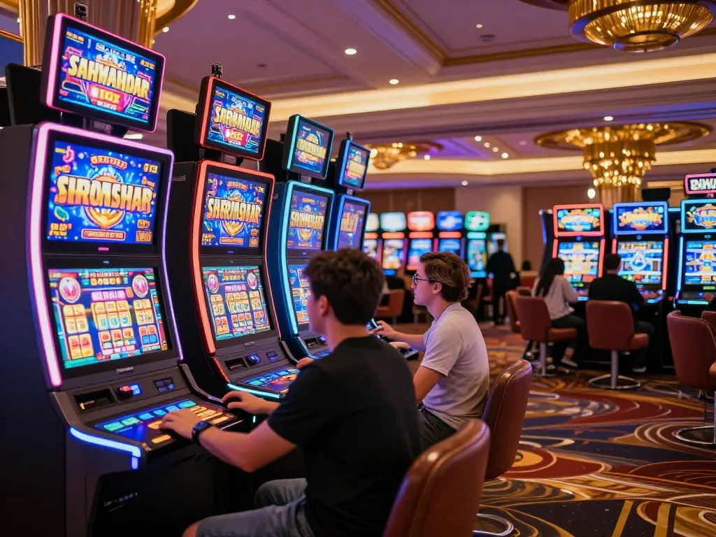 Players enjoying the thrilling slot machine experience at HB88 casino.