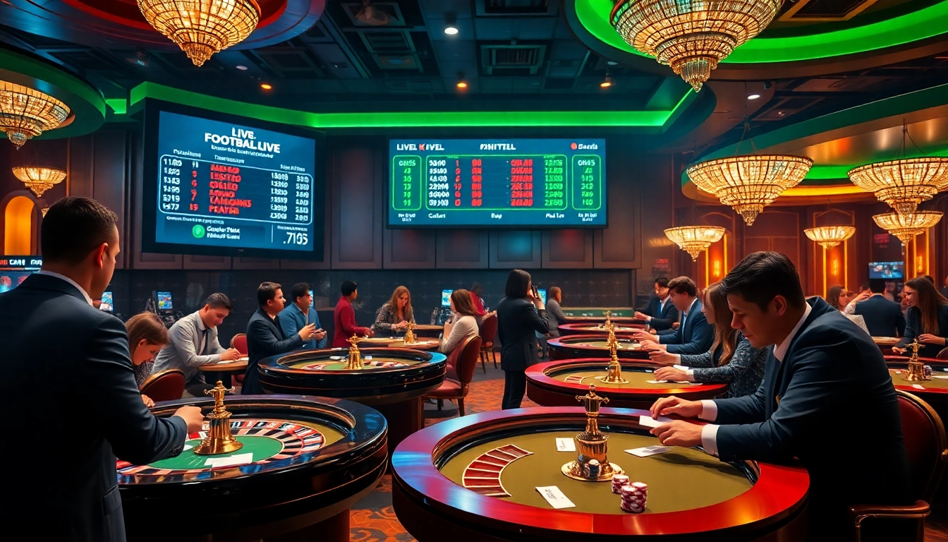 Experience the thrill of betting at keonhacai5 with a lively casino scene full of excitement and eager gamblers.