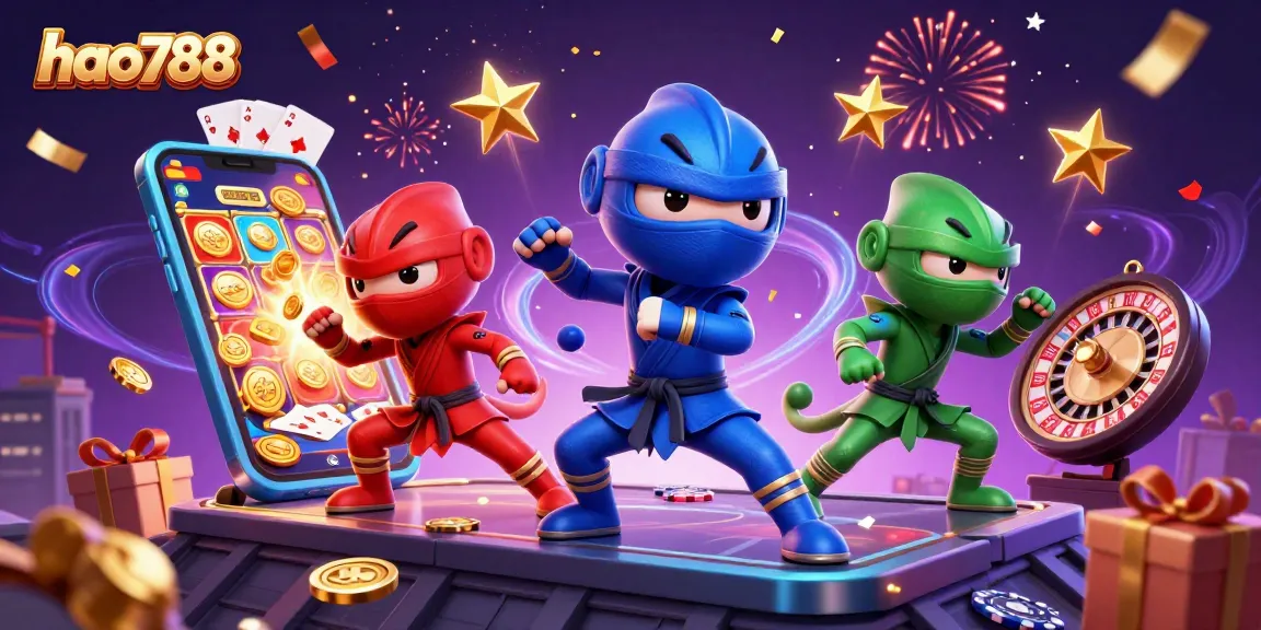 HAO788 menyajikan tim ninja kadal 3D beraksi dengan permainan slot dan banyak koin emas.